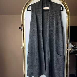 loft wool/alpaca blend dark gray sleeveless cardigan - size xs/ s